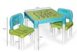 Bērnu galdiņš ar krēsliem Alpha, zaļš/gaiši zils cena un informācija | Bērnu krēsliņi un bērnu galdiņi | 220.lv
