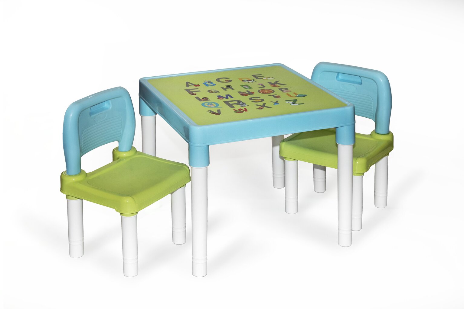 Bērnu galdiņš ar krēsliem Alpha, zaļš/gaiši zils цена и информация | Bērnu krēsliņi un bērnu galdiņi | 220.lv