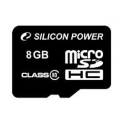 SILICON POWER 8GB, MICRO SDHC, CLASS 10 цена и информация | Карты памяти для мобильных телефонов | 220.lv