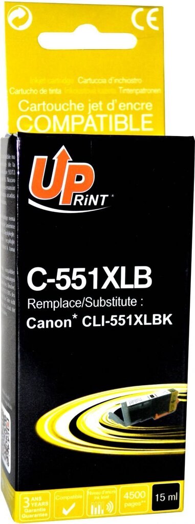 Tintes kārtridžs UPrint Canon CLI-551XLBK Black цена и информация | Tintes kārtridži | 220.lv