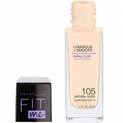 FIT ME Luminous+Smooth tonālais krēms 105 Fair Ivory cena un informācija | Grima bāzes, tonālie krēmi, pūderi | 220.lv