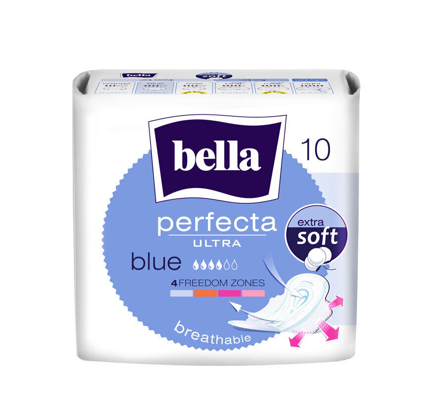 BELLA PERFECTA hig. paketes Ultra Blue New, 10 gab. cena un informācija | Tamponi, higiēniskās paketes, ieliktnīši | 220.lv