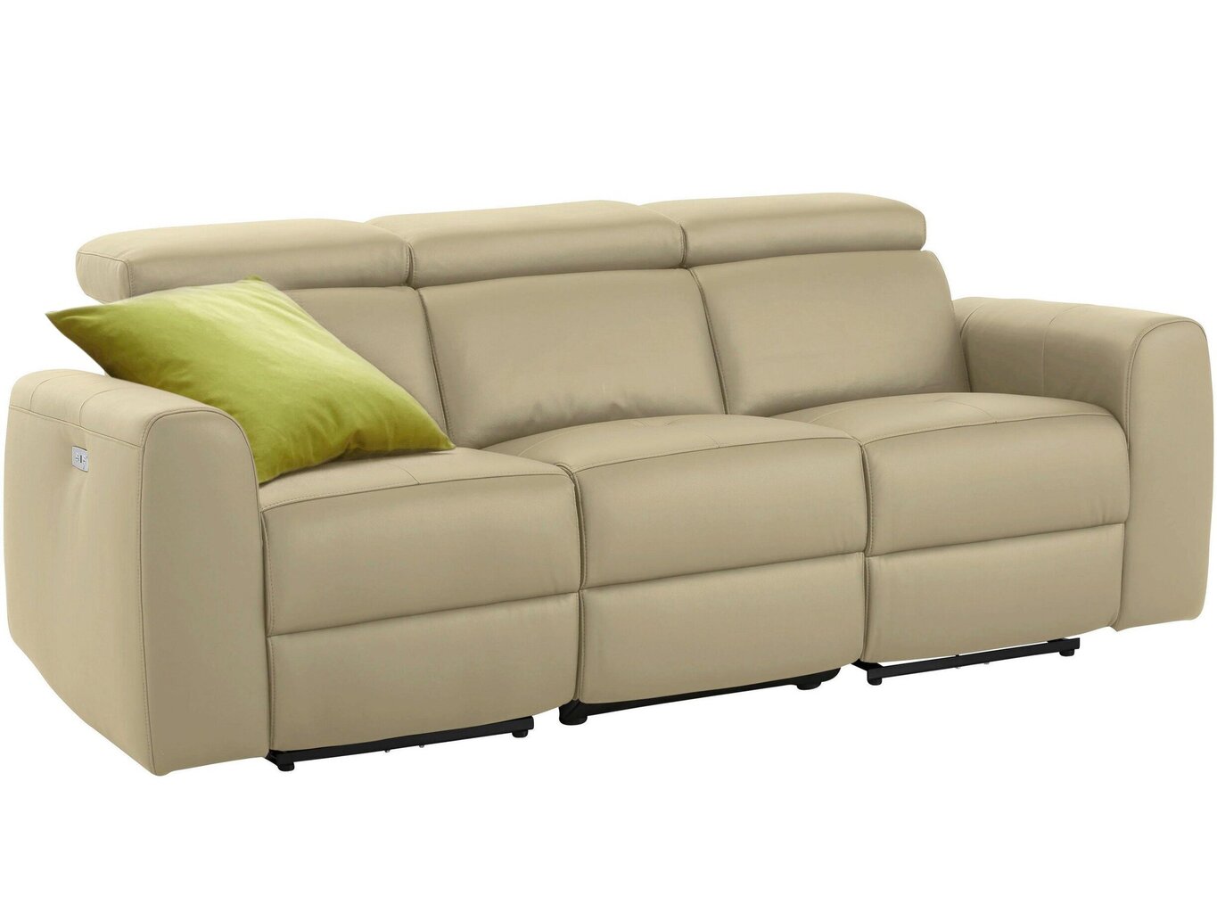 Dīvāns ar elektrisko atpūtas funkciju Notio Living Capena, dabīga āda, krēmkrāsas цена и информация | Dīvāni | 220.lv