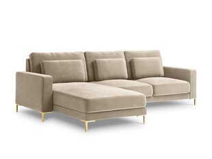 Stūra dīvāns Interieurs86 Seine, smilškrāsas/zelta krāsas cena un informācija | Stūra dīvāni | 220.lv