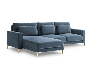 Stūra dīvāns Interieurs86 Seine, gaiši zilas/zelta krāsas cena un informācija | Stūra dīvāni | 220.lv