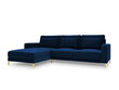 Stūra dīvāns Interieurs86 Seine, zilas/zelta krāsas cena un informācija | Stūra dīvāni | 220.lv