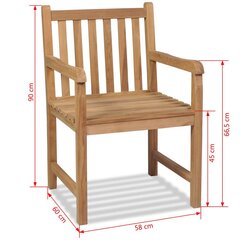 Коричневые уличные стулья, 2шт, тик цена и информация | Садовые стулья, кресла, пуфы | 220.lv