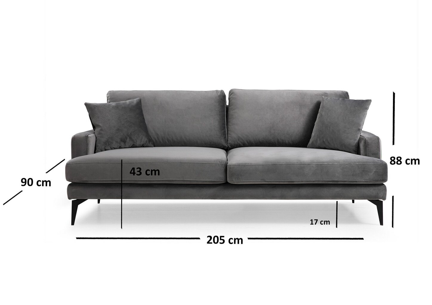 Dīvāns Artie Papira 205, pelēks cena un informācija | Dīvāni | 220.lv