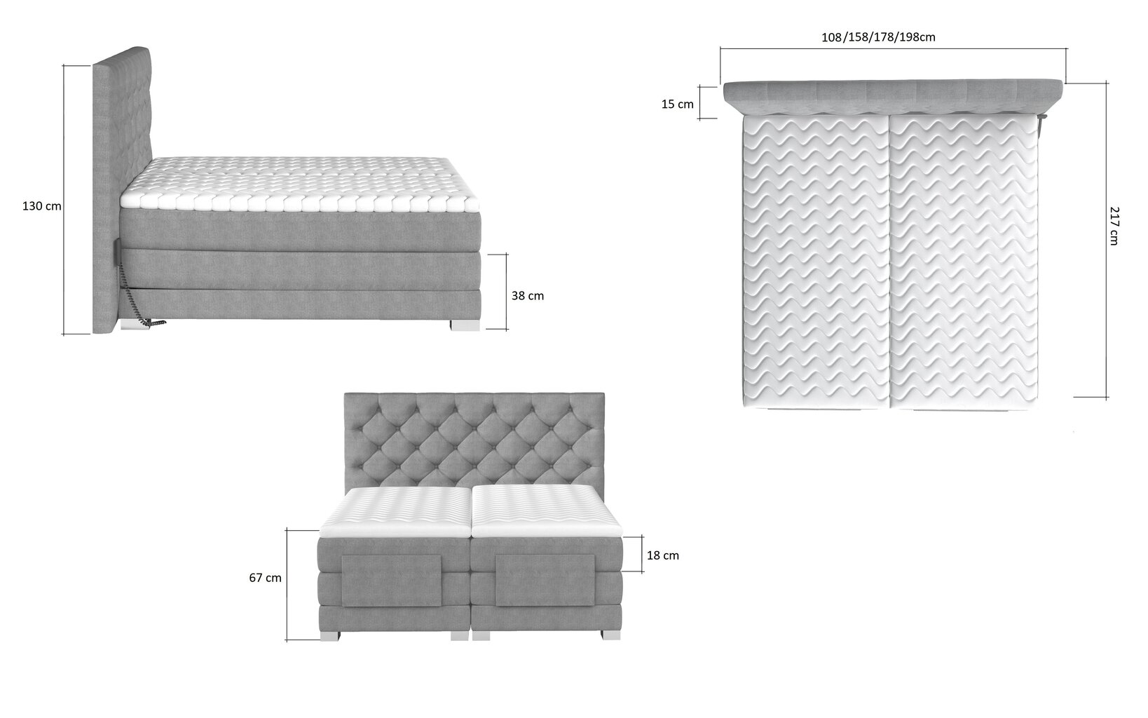 Elektriskā gulta NORE Clover 01, 90x200, smilškrāsas cena un informācija | Gultas | 220.lv