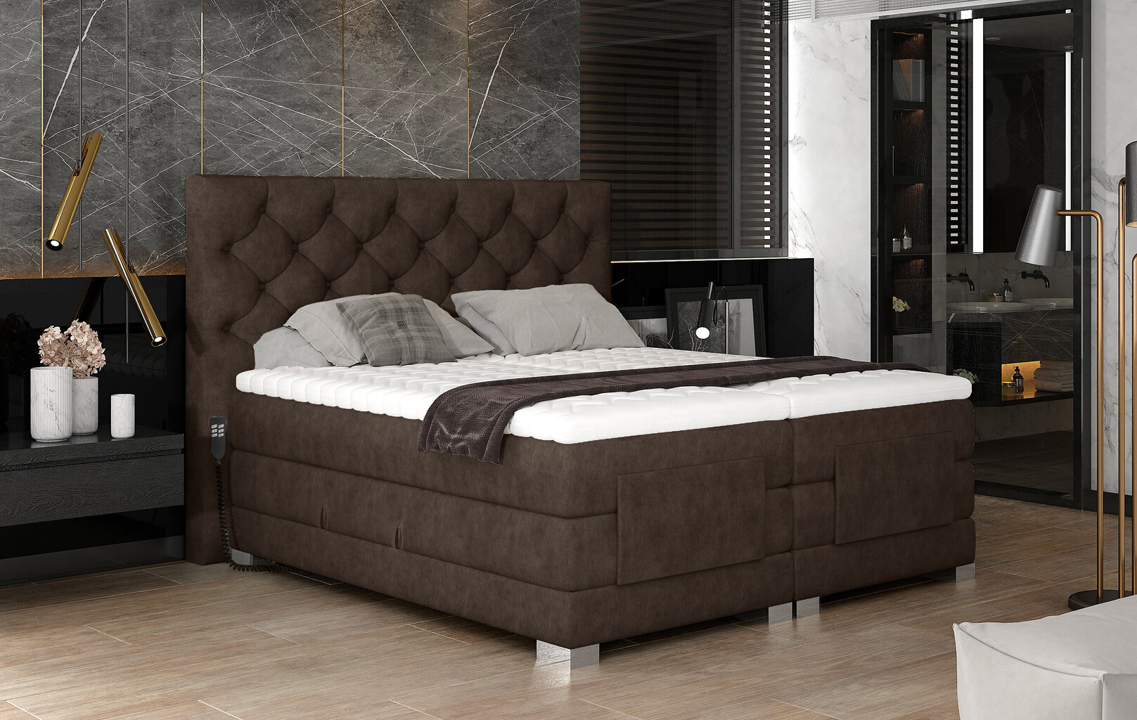 Elektriskā gulta NORE Clover 02, 160x200, brūna cena un informācija | Gultas | 220.lv