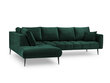 Stūra dīvāns Interieurs 86 Octave, zaļš/melns cena un informācija | Stūra dīvāni | 220.lv