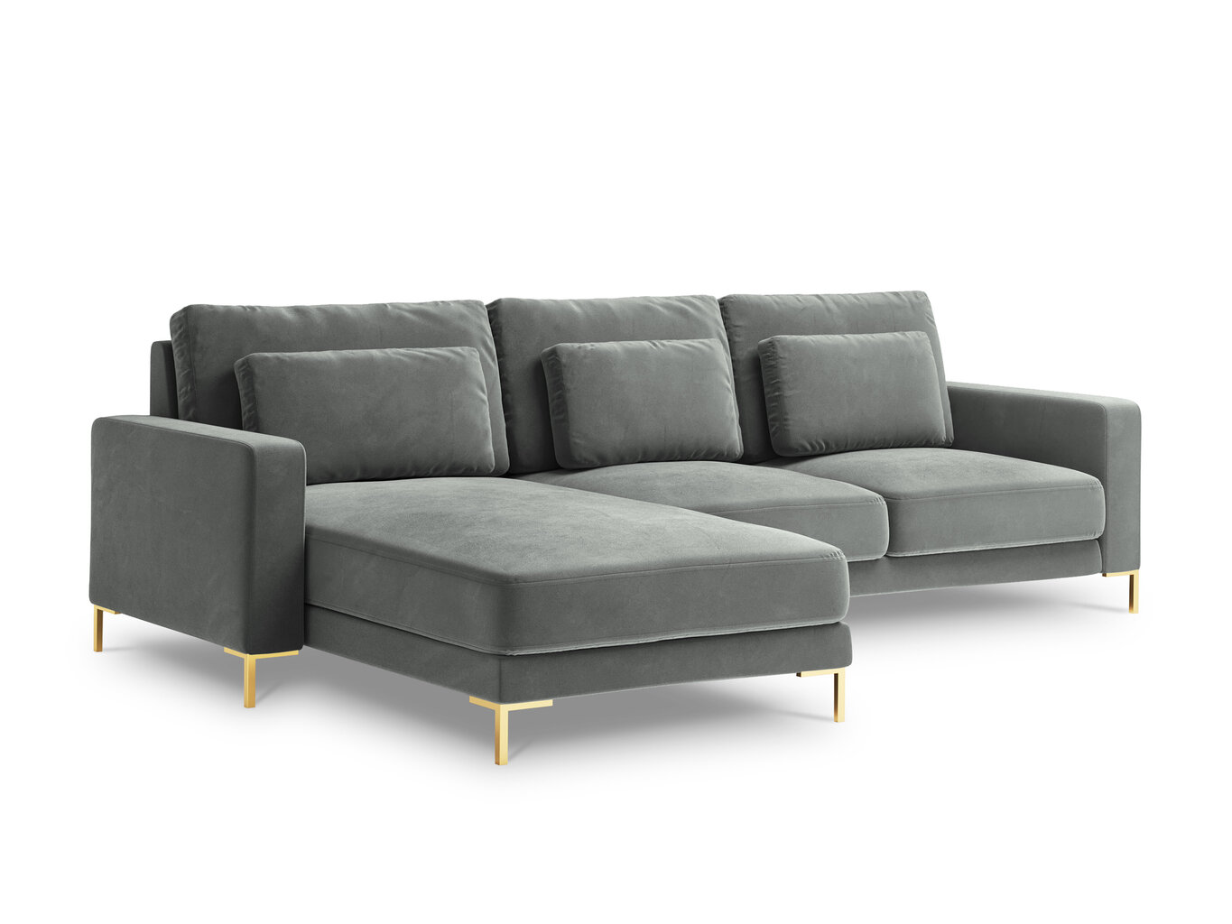 Stūra dīvāns Interieurs86 Seine, gaiši pelēkas/zelta krāsas cena un informācija | Stūra dīvāni | 220.lv
