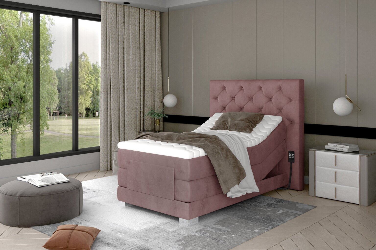 Elektriskā gulta NORE Clover 14, 90x200, rozā цена и информация | Gultas | 220.lv