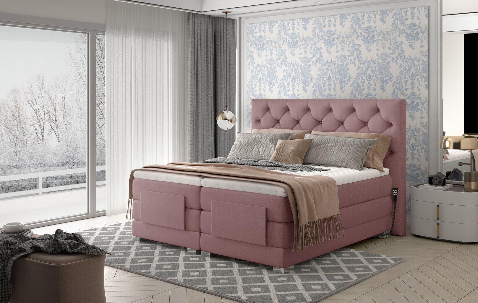 Elektriskā gulta NORE Clover 14, 140x200, rozā цена и информация | Gultas | 220.lv
