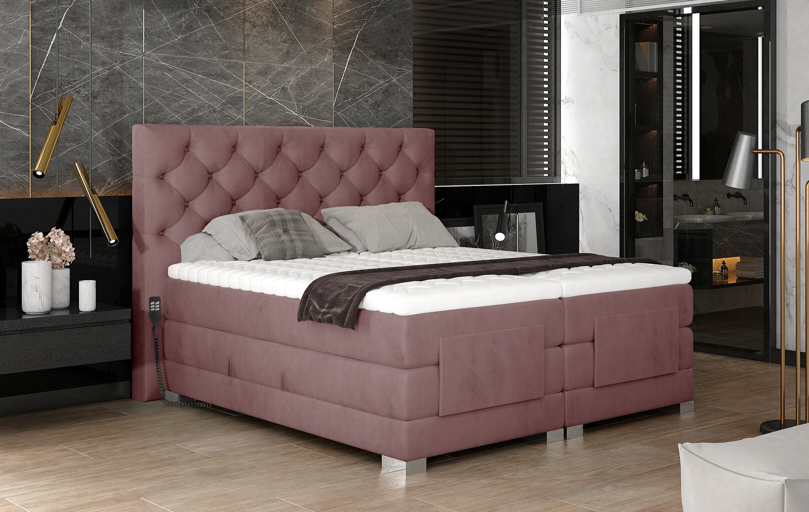 Elektriskā gulta NORE Clover 14, 140x200, rozā цена и информация | Gultas | 220.lv