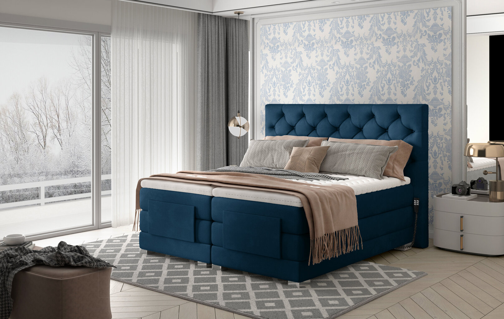 Elektriskā gulta NORE Clover 12, 180x200, zila cena un informācija | Gultas | 220.lv