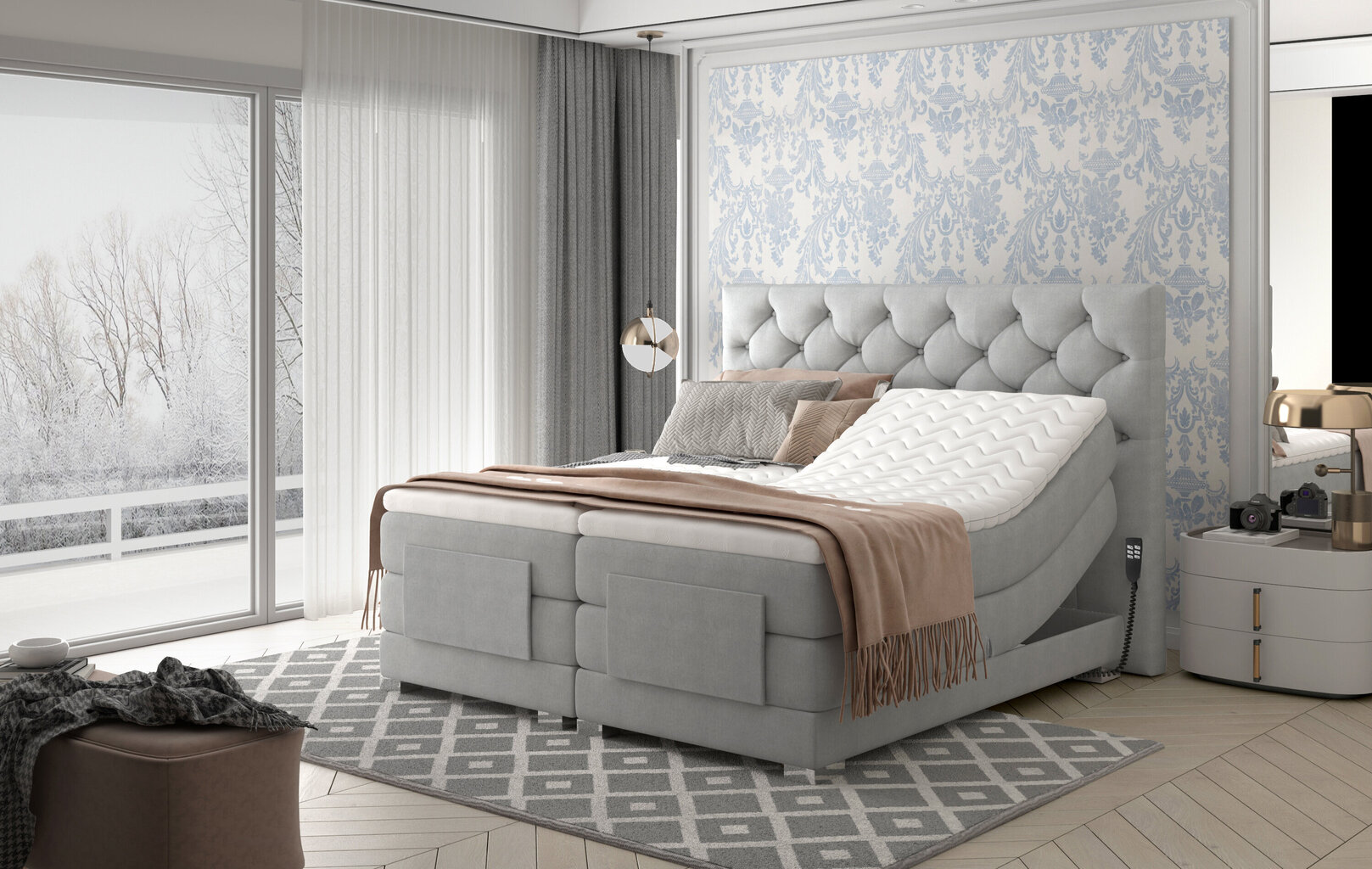 Elektriskā gulta NORE Clover 14, 180x200, rozā cena un informācija | Gultas | 220.lv