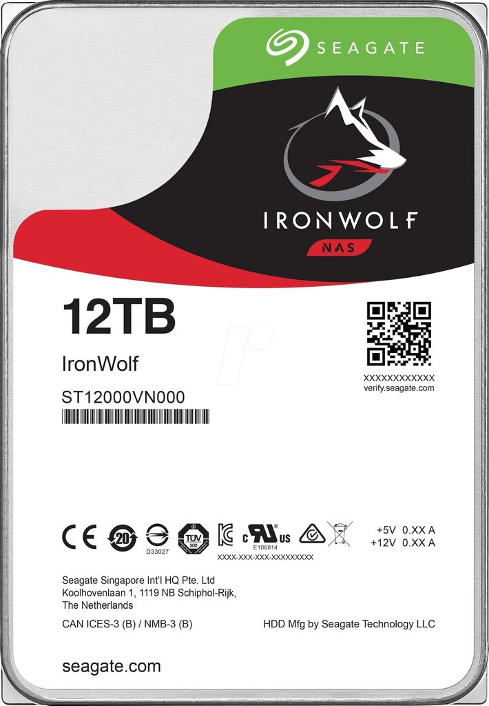 Drive Seagate IronWolf ST12000VN0008 (12 TB ; 3.5 Inch; SATA; 256 MB; 7200 rpm) цена и информация | Iekšējie cietie diski (HDD, SSD, Hybrid) | 220.lv