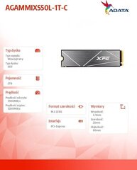 AData AGAMMIXS50L-2T-C цена и информация | Внутренние жёсткие диски (HDD, SSD, Hybrid) | 220.lv