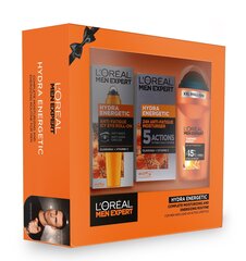 Komplekts vīriešiem L’Oreal Paris Men Expert Hydra Energetic: sejas krēms 50 ml + acu krēms 10 ml + dezodorants 50 ml cena un informācija | Sejas krēmi | 220.lv