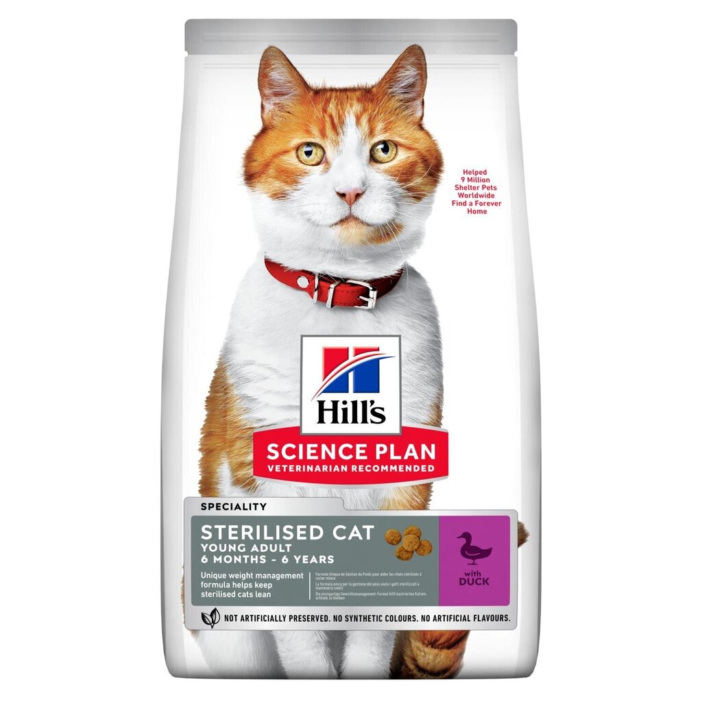 Hill's Science Plan Sterilised Cat Young Adult kaķu barība ar pīli, 1.5 kg cena un informācija | Sausā barība kaķiem | 220.lv