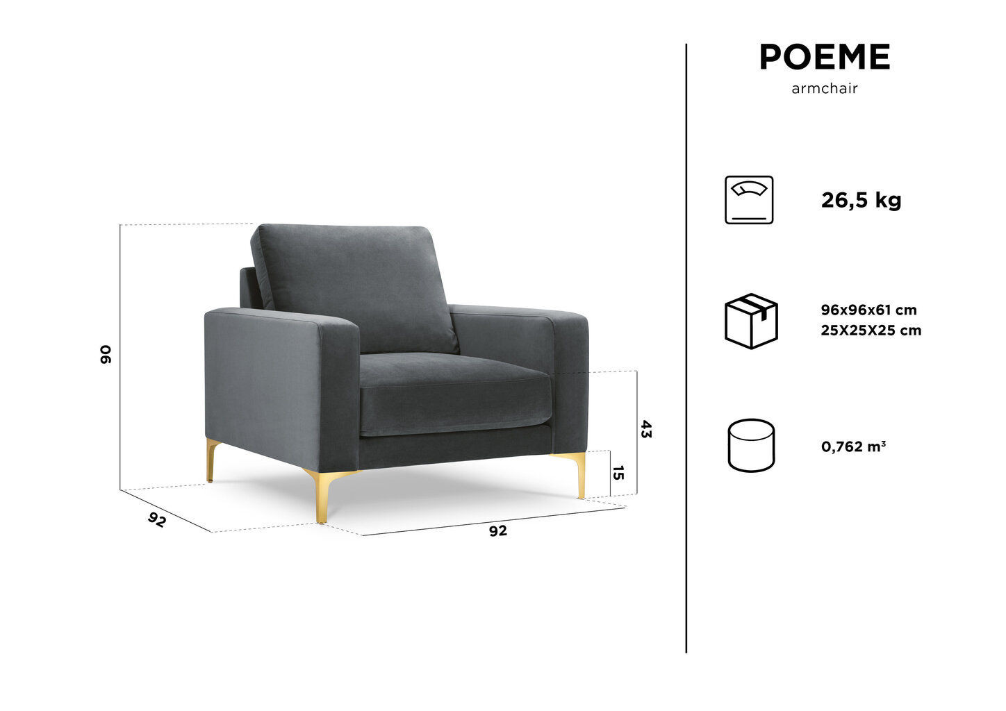 Krēsls Kooko Home Poeme, tumši zils цена и информация | Atpūtas krēsli | 220.lv