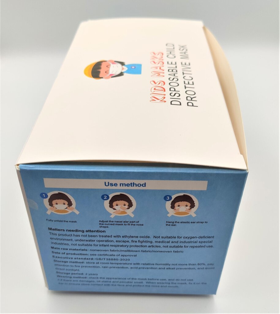 Rozā bērnu vienreizējās trīsslāņu sejas maskas (50 gab.) cena un informācija | Pirmā palīdzība | 220.lv