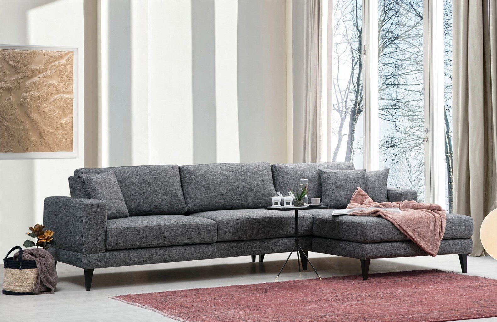 Stūra dīvāns Artie Nordic, pelēks cena un informācija | Stūra dīvāni | 220.lv