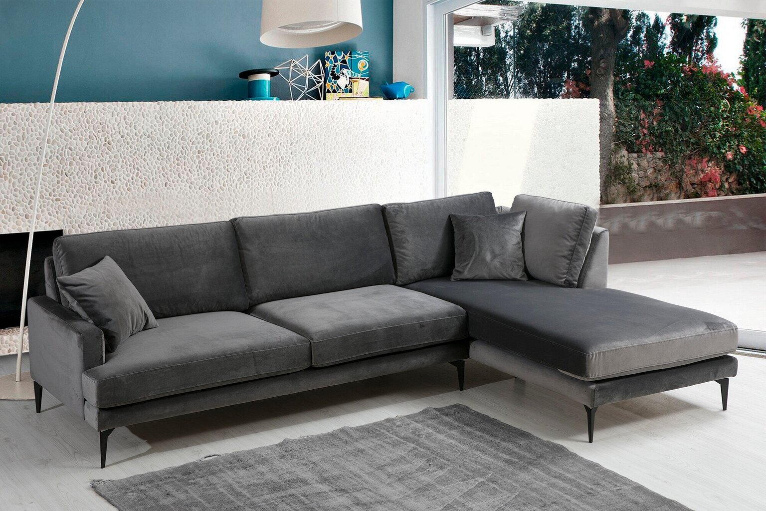 Stūra dīvāns Artie Papira, pelēks цена и информация | Stūra dīvāni | 220.lv