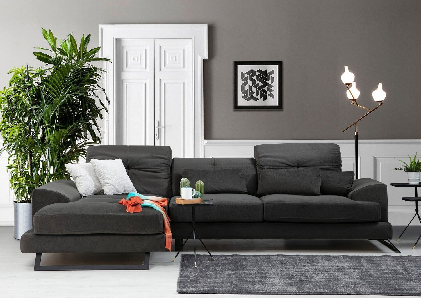 Stūra dīvāns Artie Frido, melns цена и информация | Stūra dīvāni | 220.lv