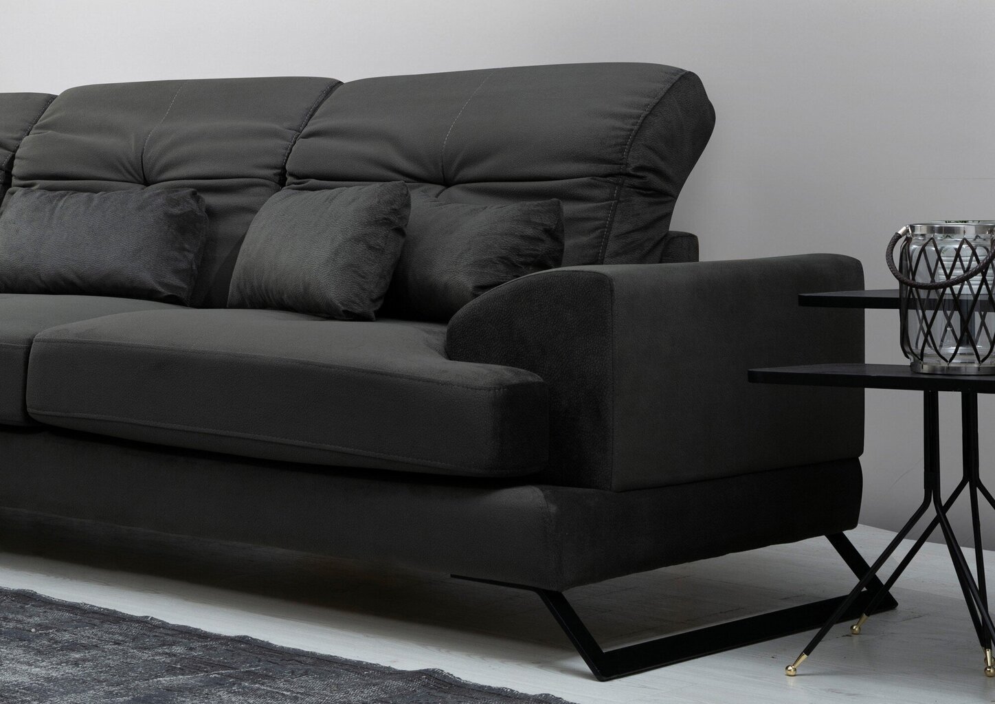 Stūra dīvāns Artie Frido, melns цена и информация | Stūra dīvāni | 220.lv