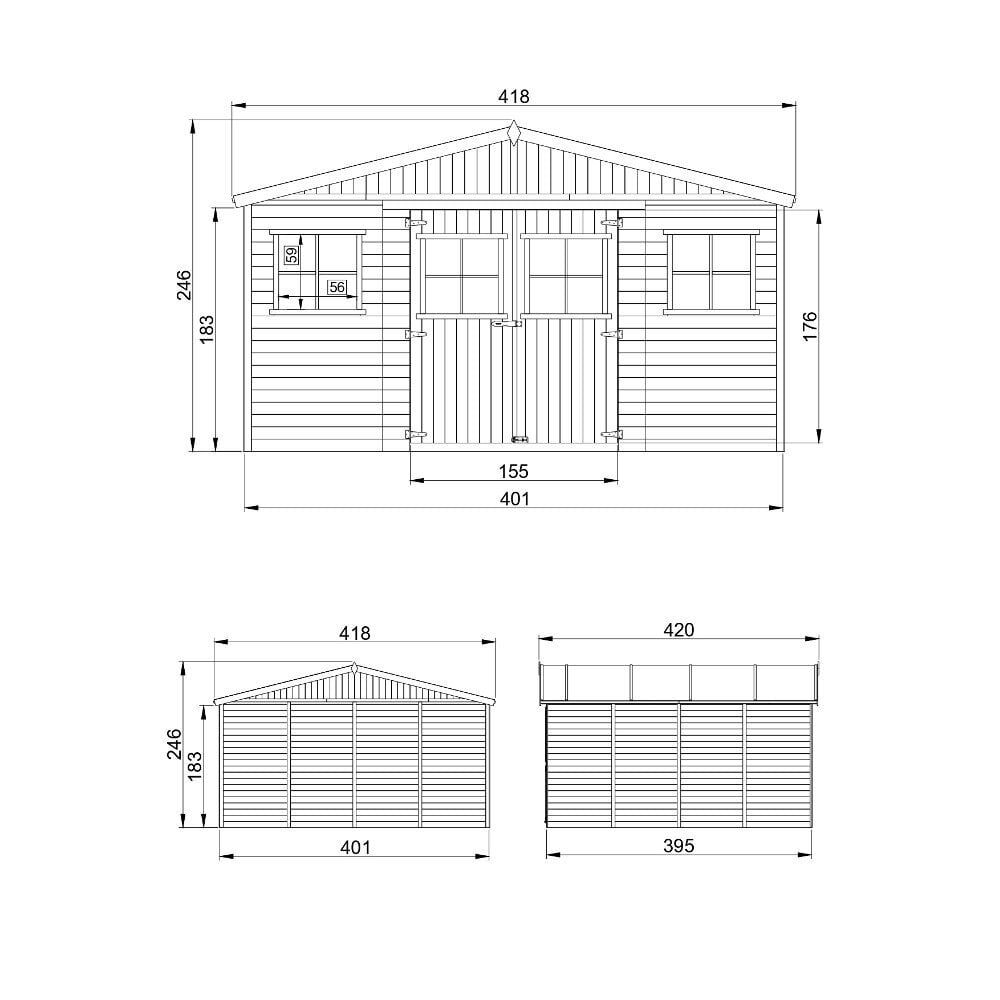 Koka dārza mājiņa Timbela M330 - A246 x 420 x 418 cm, brūna cena un informācija | Dārza mājiņas, šķūņi, malkas nojumes | 220.lv