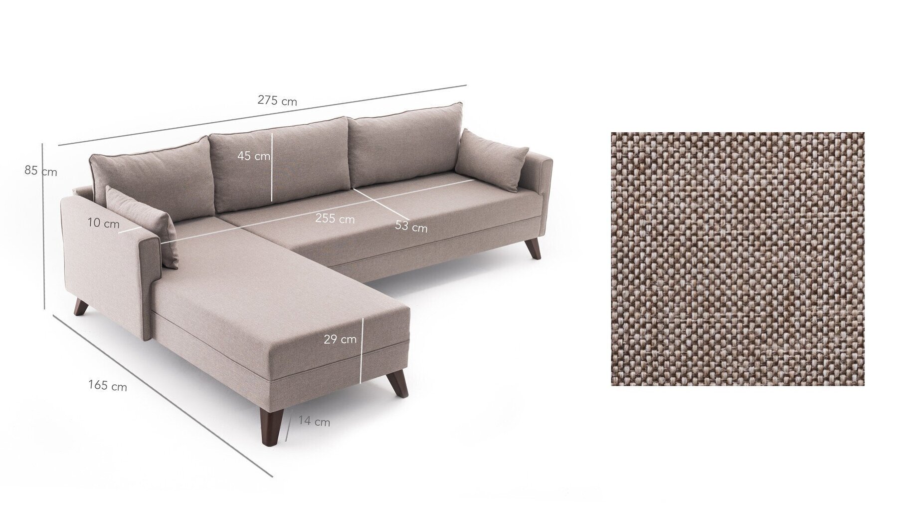 Stūra dīvāns Artie Bella, smilškrāsas cena un informācija | Stūra dīvāni | 220.lv