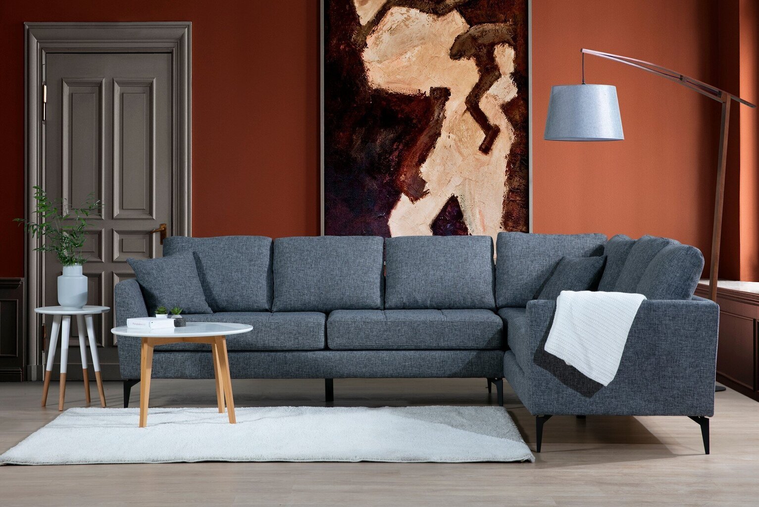 Stūra dīvāns Artie Tempo, pelēks cena un informācija | Stūra dīvāni | 220.lv