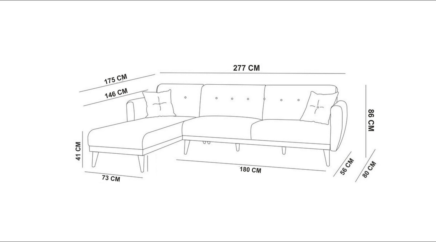 Stūra dīvāns Artie Aria, balts cena un informācija | Stūra dīvāni | 220.lv