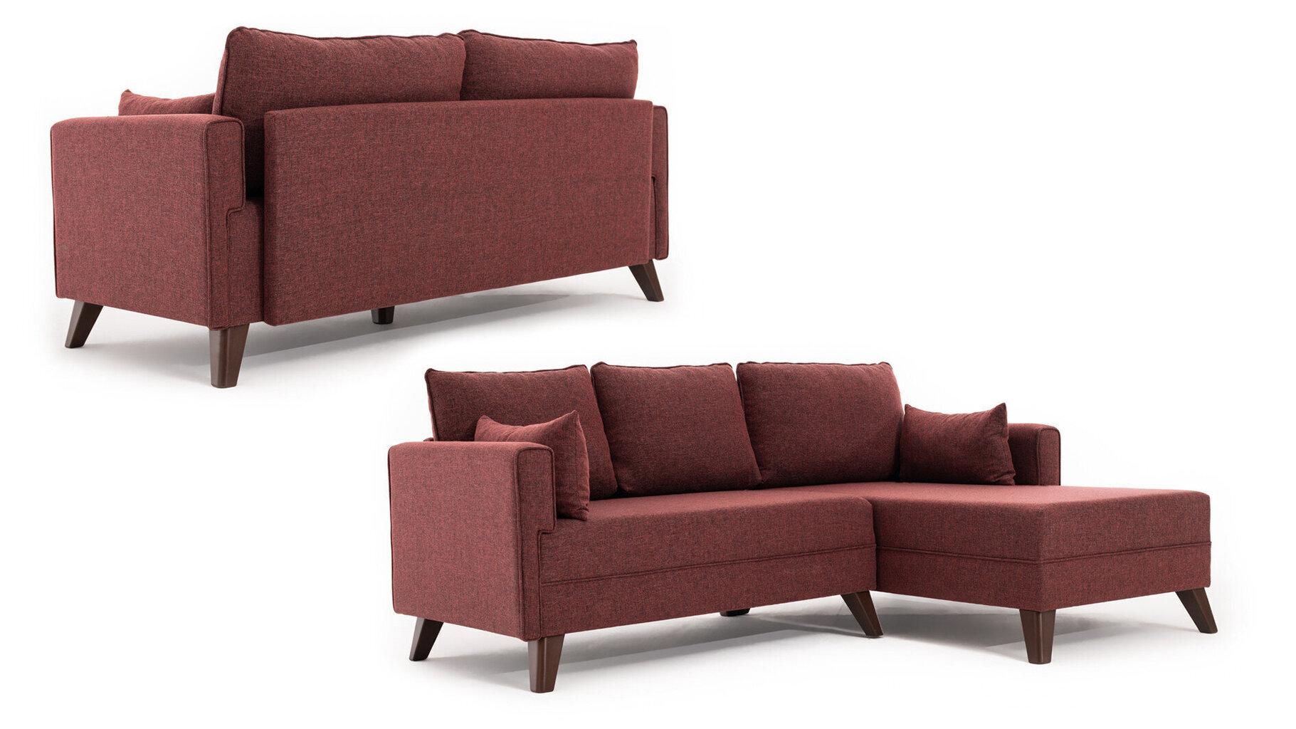 Stūra dīvāns ar pufu Artie Bella, sarkans cena un informācija | Stūra dīvāni | 220.lv