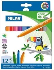 Фломастеры Milan Conic, 12 цветов цена и информация | Принадлежности для рисования, лепки | 220.lv