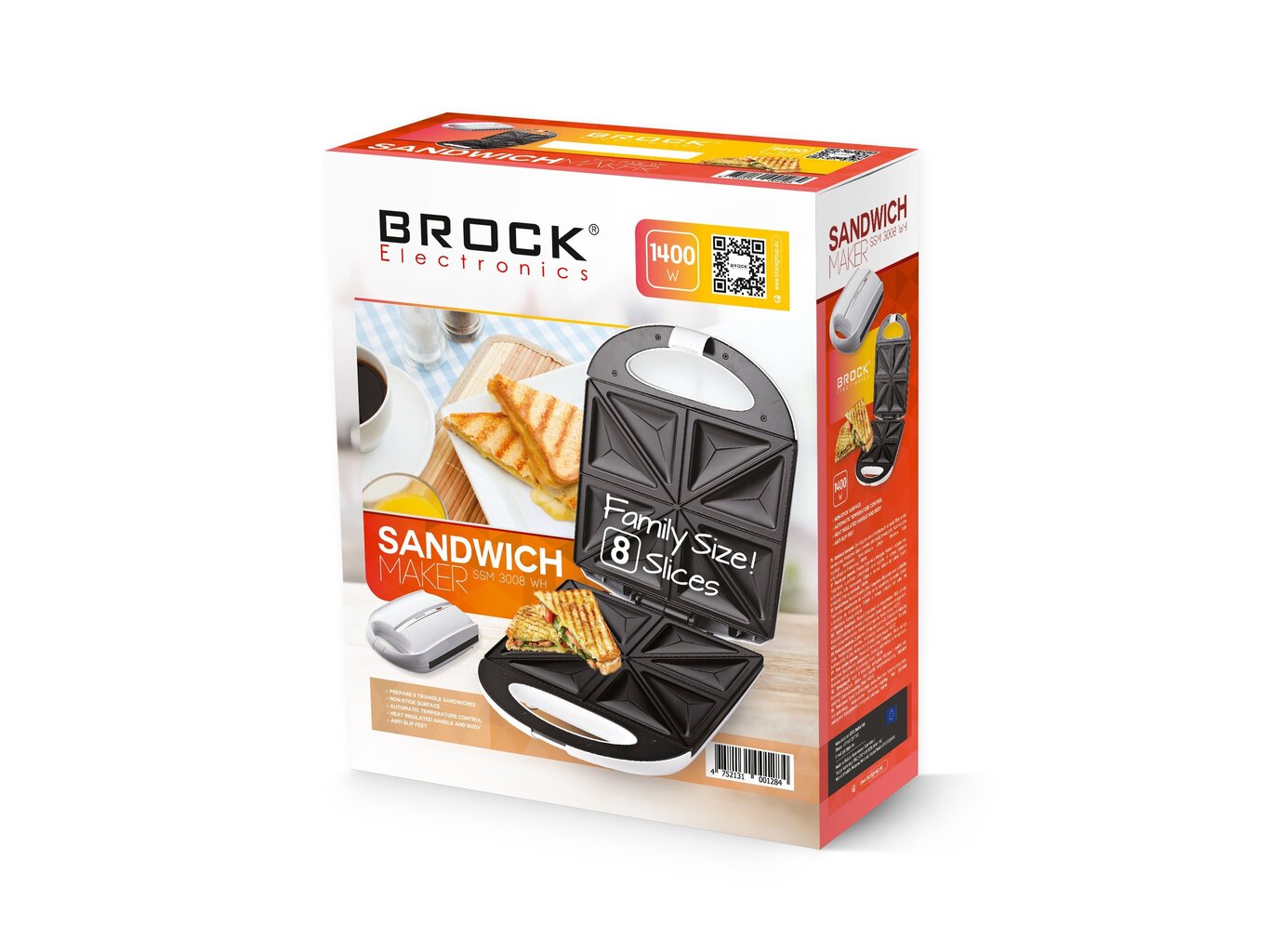 Brock SSM 3008 WH cena un informācija | Sviestmaižu tosteri | 220.lv