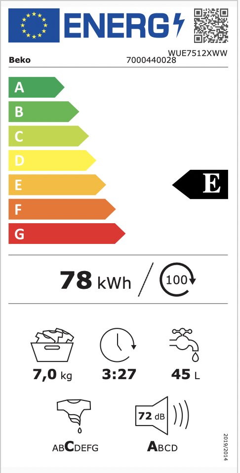 Beko WUE 7512 XWW cena un informācija | Veļas mašīnas | 220.lv