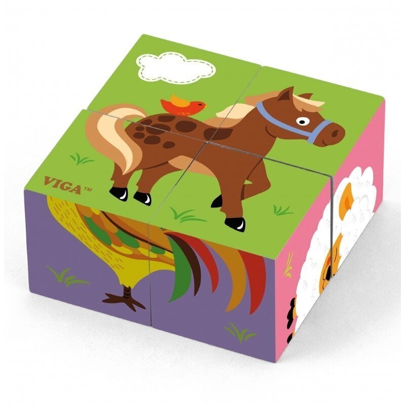 Koka puzle „Farm Puzzle“ 4 klucīši цена и информация | Puzles, 3D puzles | 220.lv