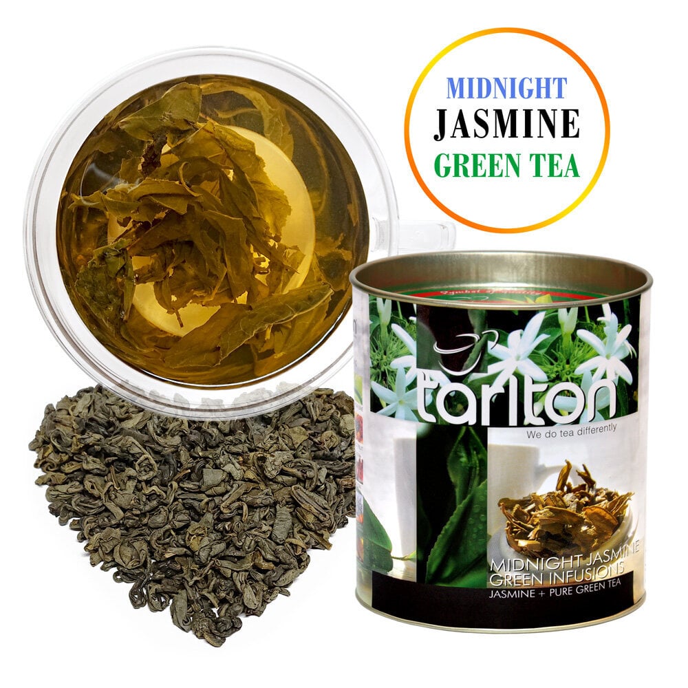 TARLTON Midnight Jasmine Green tea, Pusnakts Jasmīns Ceilonas Zaļā beramā lielo lapu tēja, 100g cena un informācija | Tēja | 220.lv