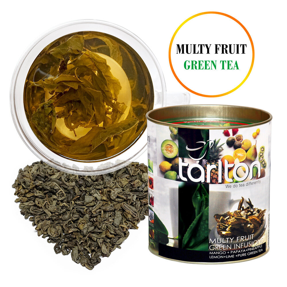 TARLTON Multyfruit Green tea, Multiaugļu Ceilonas Zaļā beramā lielo lapu tēja, 100g цена и информация | Tēja | 220.lv