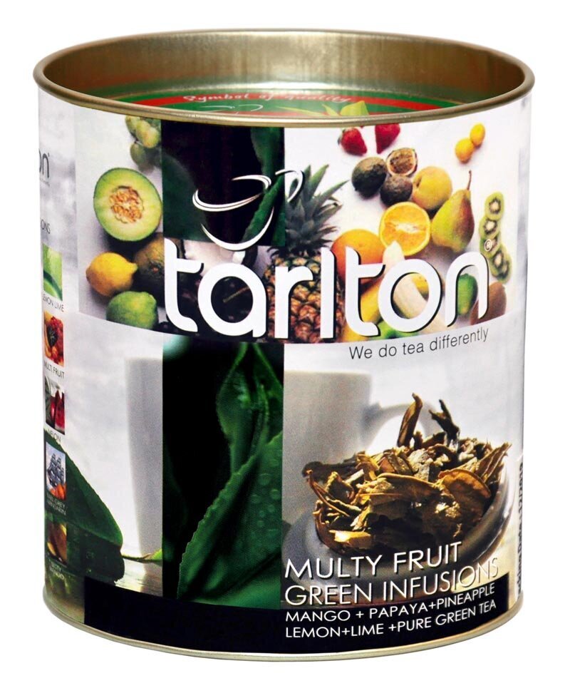TARLTON Multyfruit Green tea, Multiaugļu Ceilonas Zaļā beramā lielo lapu tēja, 100g cena un informācija | Tēja | 220.lv