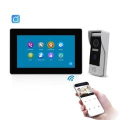 Video domofonu komplekts Wi-Fi ar melns ekrānu SLIM monitor (skārienekrāns). (Tālruņa atbloķēšana) cena un informācija | Domofoni | 220.lv