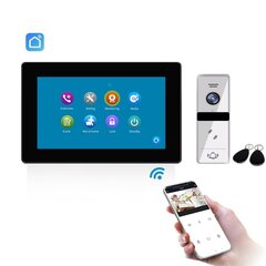 Video domofonu komplekts Wi-Fi ar melns ekrānu SLIM monitor (skārienekrāns). (Tālruņa,magnētiskā karte atbloķēšana) cena un informācija | Domofoni | 220.lv
