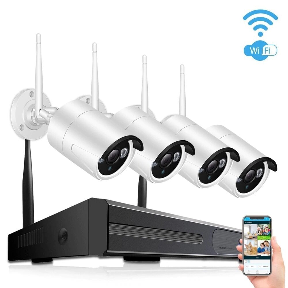 2MPx4 WiFi IP kameras videonovērošanas komplekts cena un informācija | Novērošanas kameras | 220.lv