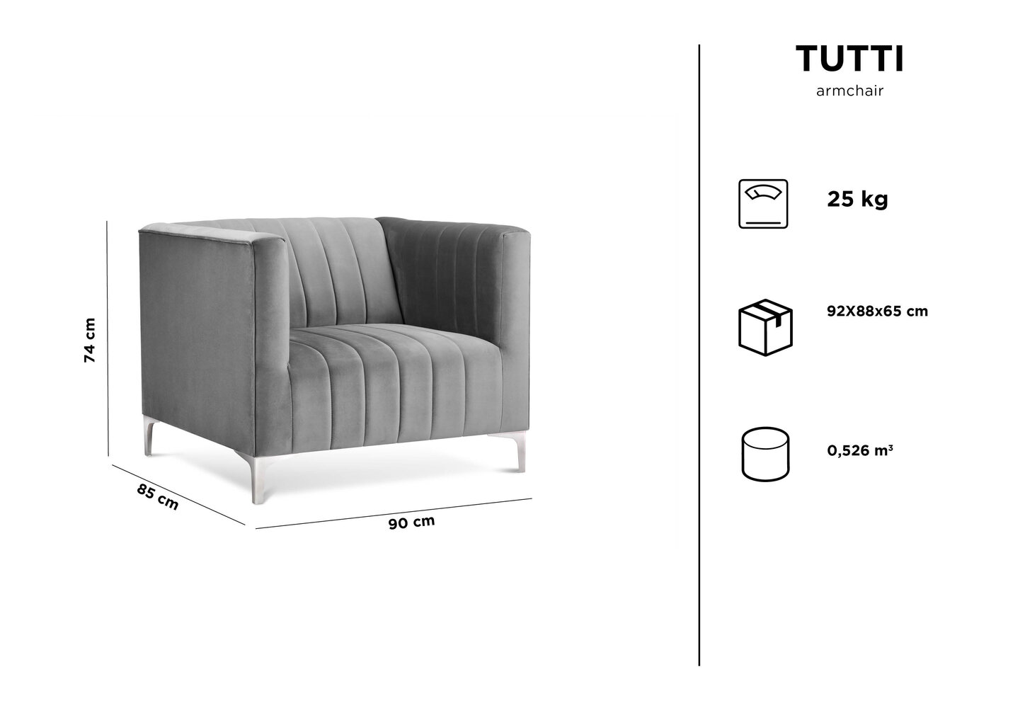 Krēsls Kooko Home Tutti, zilas/sudrabainas krāsas cena un informācija | Atpūtas krēsli | 220.lv