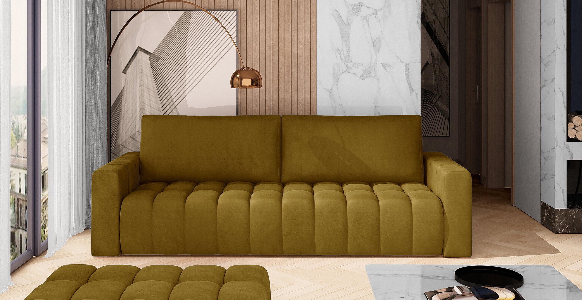 Dīvāns NORE Lazaro 04, dzeltens cena un informācija | Dīvāni | 220.lv