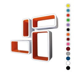 Plauktu komplekts CUBE LO01, balts / oranžs Balts ar oranžu iekšpusi cena un informācija | Plaukti | 220.lv