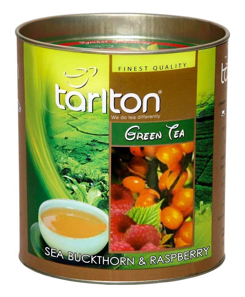 TARLTON Sea Buckthorn & Raspberry Green tea, Smilkšķērkšķu un aveņu Ceilonas Zaļā beramā lielo lapu tēja, 100g cena un informācija | Tēja | 220.lv